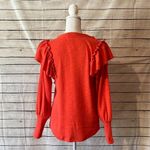 Pilcro Anthropologie  Lightweight Orange/Red Ruffle Sweater Size X-Small Photo 8