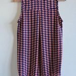 Pleione  Sleeveless Blouse Mosaic‎ Print Tank Top Sheer Split V Neck Size XS Photo 2