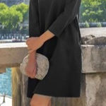 Tuckernuck  Black Daphne Dress Black Women Large Long Sleeve Bow Tie‎ Ruffle Neck Photo 1