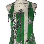 Erdem SZ 6 green and white silk tank top Multiple Photo 0