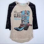 Southern Grace Raglan Sleeve Graphic Shirt Lace Sleeves Small Photo 7