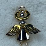 Angel with Wings and Halo Pin Brooch Pendant Silver and Gold Tone Metal Photo 7