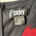 DKNY  Floral Long Sleeve Faux Wrap Dress Black Red Metallic 6 Photo 3