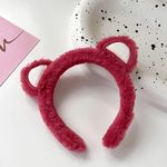 Korean Cute Plush Bear Ears Headband Pink Photo 3