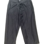 Eileen Fisher  Black Jersey Wrap Front Pant Gaucho Wide‎ Leg Crop Stretch Size L Photo 0