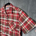 Erica &‎ Co Plaid Shirt Medium Short Sleeve Button Up Casual Red Cotton Photo 2
