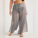 Time and Tru crochet Striped Black, grey and White cover up Pants Sz 1X Black Photo 3