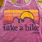 Unwind by League Womens Tank Top Sedona Take a Hike Graphic Print Pink Size L Purple Size L Photo 1