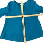 Bryn Walker  Blue Turquoise Linen Bell Sleeve Scoop Neck Hi-Low Blouse size L Photo 2