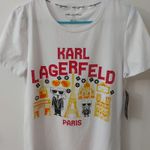 Karl Lagerfeld  + Choupette in Paris Graphic Tee S White NEW Casual Classic Twee Photo 2