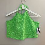 BP Halter Crop Top Neon Green Frosty Follard Floral Print Casual Neutral Photo 1