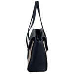 Henri Bendel  Black Leather and Ivory Woven Office Work Tote Bag Photo 4