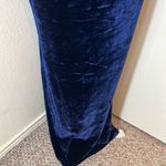 Velvet Rhinestone Cutout Maxi Dress | Navy Blue Long Sleeve Formal Gown Size S Photo 2