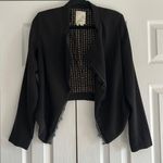 Elevenses  Women’s Black Blazer with Lace & Leather Trim Photo 0