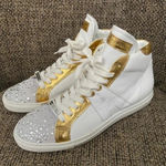 Alessandro‎ Dell'acqua Embelished High Top Sneakers in White & Gold EU 38 Size 7 Photo 0
