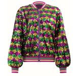 NEW Sequin Bomber Jacket M Mardi Gras New Orleans Purple Green Gold Glitter Rave Size M Photo 2