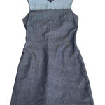 Kate Spade Saturday Dress Panel Embroidery V Neck Sleeveless Blue Cotton Size S Photo 0