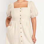 Old Navy Linen Cream Button-Down Dress Photo 0