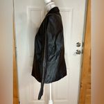 Apt. 9 Vtg black lambskin leather zip blazer jacket hand pockets lined stitch details L Photo 3