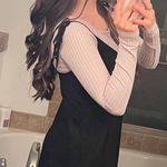 ASOS V Neck Tie Shoulder Swing Romper in Black Photo 4