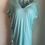 Zadig & Voltaire Tino Turquoise and Silver Foil Tee M Photo 5