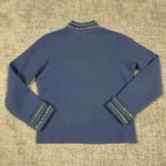 Icelandic Design Sweater Womens Large Boiled Wool Blue Full Zip Up Cardigan Photo 5