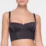 SKIMS  XXS Stretch Satin Corset Bustier Top Black Rose Detail Coquette Gothic Photo 0