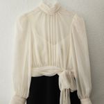 Cinq à Sept $495  Holiday Elena White Black Sheer Blouson Mini Dress Sz 2 NEW‎ Photo 7