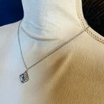 Handmade Handcrafted vintage emerald cut halo clear glass stone pendant on chain necklace Photo 3