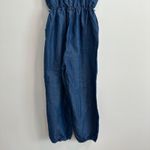 Love by Chesley Blue Chambray Denim Jumpsuit Women's Medium Elastic Ankle Pleats Photo 5