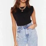 Nasty Gal  chip on your shoulder black Jersey top sz 10 NWT Photo 0
