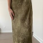 Vintage 90’s Olive Green Paisley Printed Silky Maxi Dress Size 10 Photo 4
