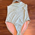 Vanilla Beach Vanilla/Beach Mint Scalloped One Piece Bikini Swimsuit Halter Size XL Photo 9