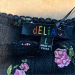 Dolls Kill Delia's Rose Print Tank black multi, cropped, size L NWT Size L Photo 2