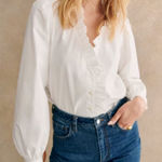 Sézane SEZANE White Chamise Aluki Rosine‎ Ruffle Button Down Shirt Size 40 NWT Photo 0
