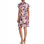 Kenneth Cole Surplice Faux Wrap Satin Dress Poppy Camo Petal Size M NWT $129.00 Photo 7