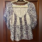 Free People  Flutter Sleeve Bohemian Aztec Printed Top Photo 2