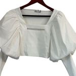 ZARA White Puff Long Sleeve Cut Out Square Neck Crop Top Size S Photo 0