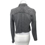 Free People Gray Asymmetrical Zip Up Distressed Shrunken Moto Jacket Coat Sz XS Photo 2