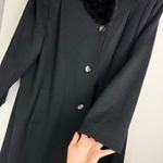 Vtg ALORNA 100% Wool Long Fur Collar Jacket Overcoat Black Size L Photo 6