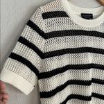 Laundry by Shelli Segal  Open Knit Sweater Country Club Stripe Sporty Preppy Photo 3