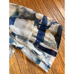 Bryn Walker  Blouse Womens 3X Blue Ivory Abstract Ruffle Sleeve Made USA Sheer Photo 5