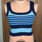 100% Acrylic blue striped sweater tank top Size M Photo 0