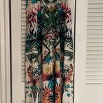 Flying Tomato Jumpsuit Green Multi Cold Shoulder Tropical Print Size Small Photo 7