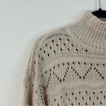 Evereve RD Style Beige Knit Pointelle Mockneck Sweater Size Small Photo 2