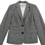 Banana Republic Herringbone Wool Tweed‎ Blazer Jacket Two Button Women's 2 Gray Photo 2