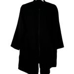 Fridaze Black 100% Linen Full Zip Top Lagenlook Coastal Lightweight Women Lrg Size L Photo 0