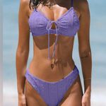 Berlook Purple Jacquard Front Drawstring Bikini Set Size M Photo 0
