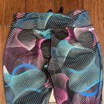 Danskin Now Sz S Fitted Black Leggings W Colorful Print Capri Length Photo 3