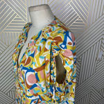 Anthropologie Danielle Kroll Brooklynite Blouse Yellow Multicolor Size Medium Photo 7